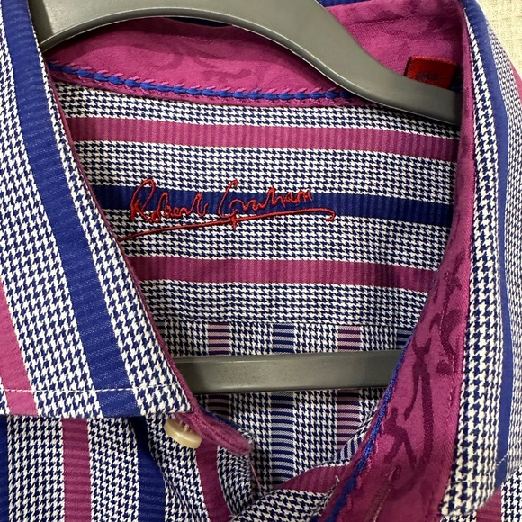 Robert Graham Mens Colorful Striped Paisley Flip Cuff Button Down Shirt XL - Picture 4 of 6